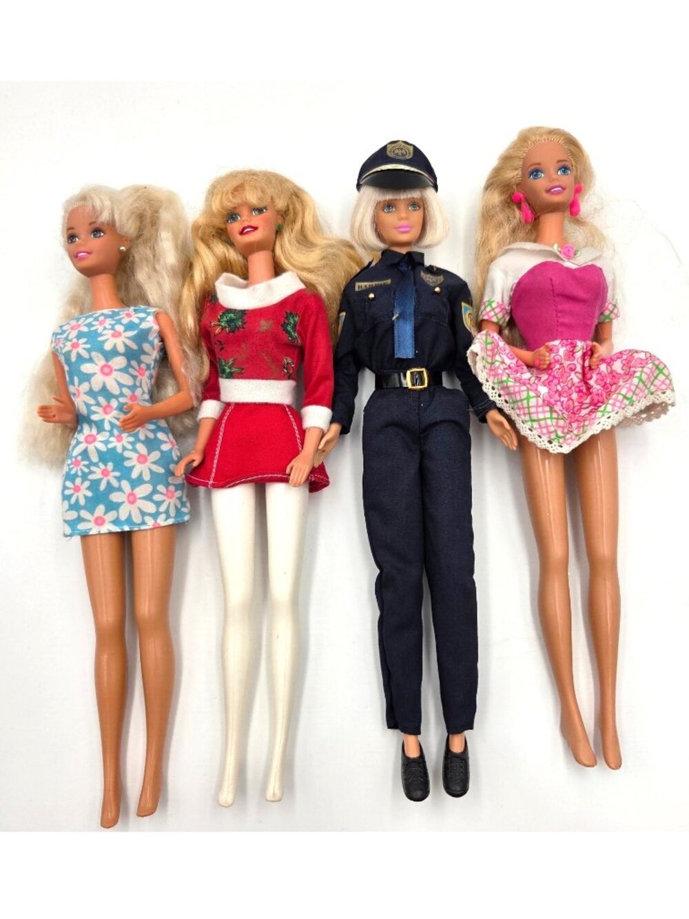 Barbie Doll Lot 1996 Holiday Season Police Birthday Fun Mattel 4 Dolls Read